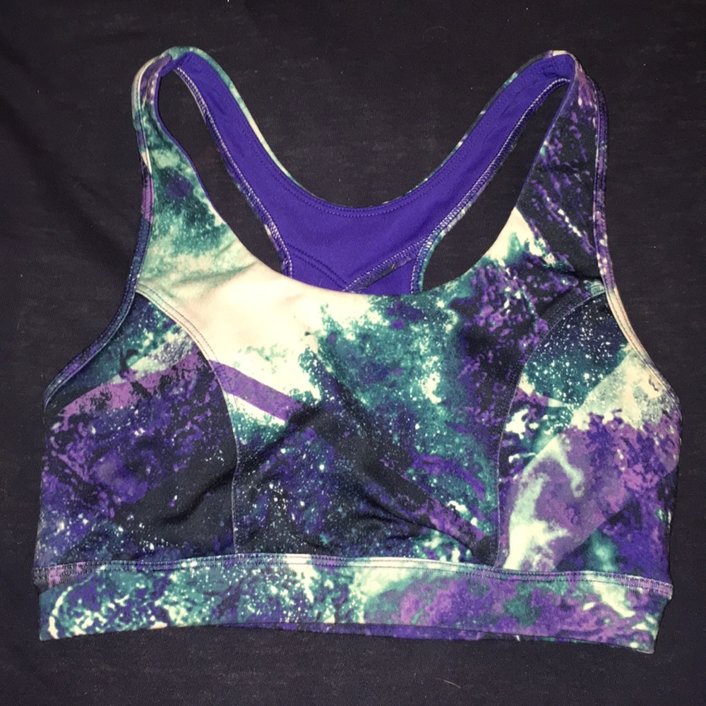 Blue galaxy sports bra